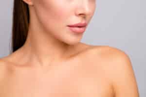 Woman with smooth lips after dermal fillers